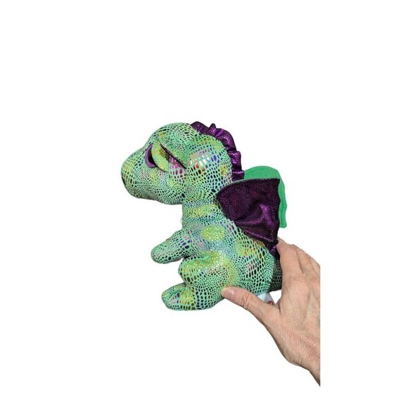 Ty Beanie Boo Cinder the Dragon Plush Toy - Green & Purple10" - Picture 5 of 9